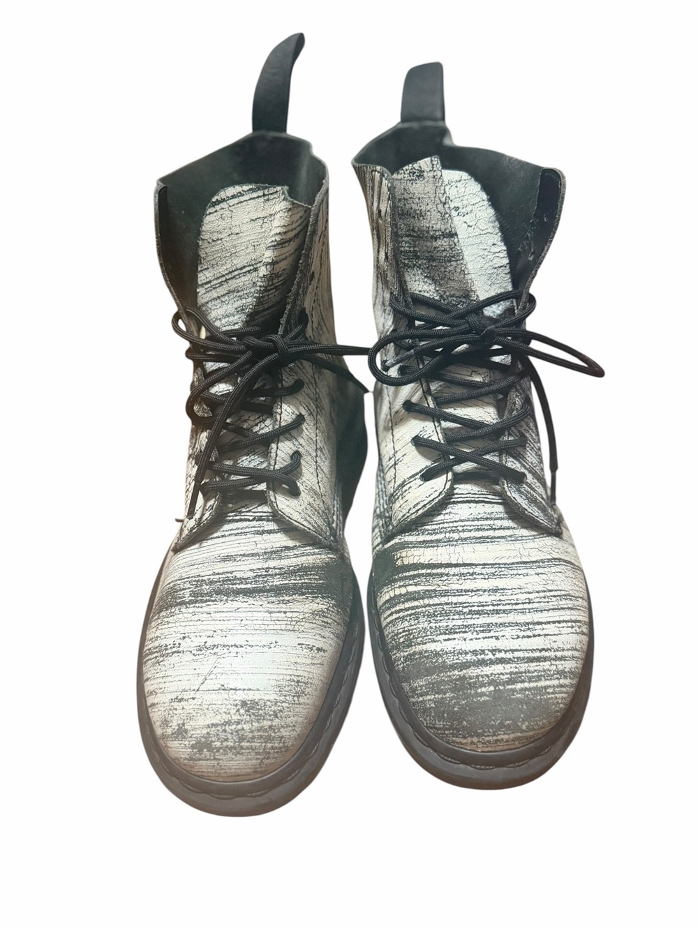 Dr. Martens 1460 Pascal Metallic Silver Crackle Leather Boots Size